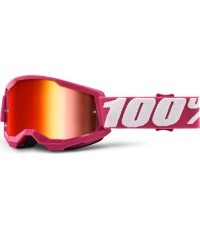 Детские очки для мотокросса 100% Strata 2 Youth Mirror - Fletcher Pink, Mirror Red Plexi