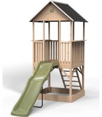 EXIT Panorama 500 wooden playhouse with slide and sandpit