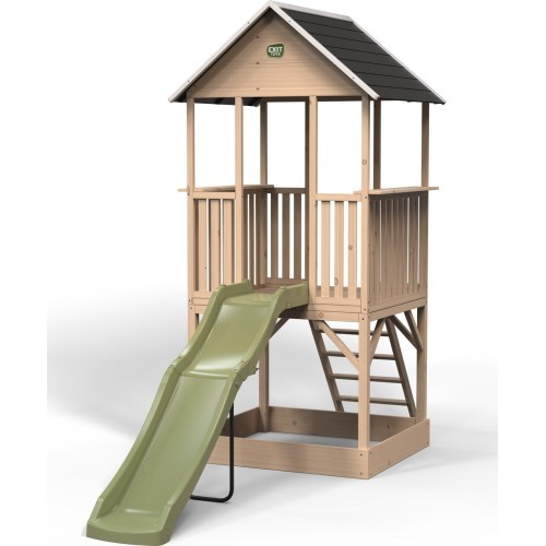 EXIT Panorama 500 wooden playhouse with slide and sandpit