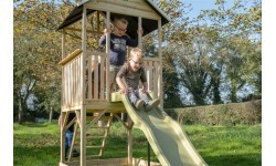EXIT Panorama 500 wooden playhouse with slide and sandpit