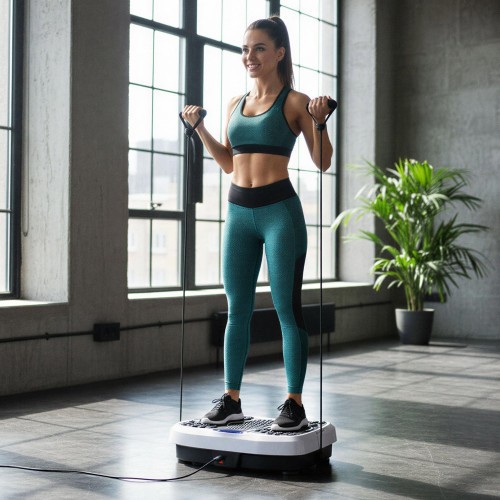 Vibrācijas platforma ar pretestības gumijām One Fitness SVP08
