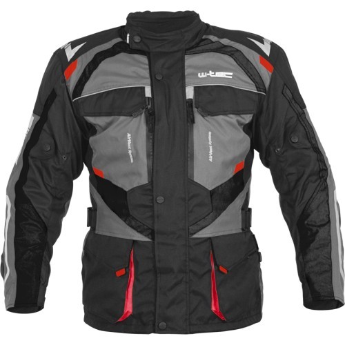 Vīriešu motocikla jaka W-Tec Burdys Evo - Melns, pelēks, sarkans