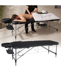 2-Section Aluminum Massage Table inSPORTline Morrani (186 × 60 × 62.5–85.5 cm) - Black