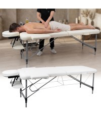 2-Section Aluminum Massage Table inSPORTline Morrani (186 × 60 × 62.5–85.5 cm) - Cream