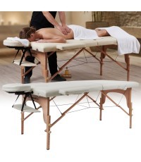 2-Section Wooden Massage Table inSPORTline Orashi (186 × 60 × 62.5–85.5 cm) - Cream