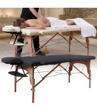 2-Section Wooden Massage Table inSPORTline Orashi (186 × 60 × 62.5–85.5 cm) - Black