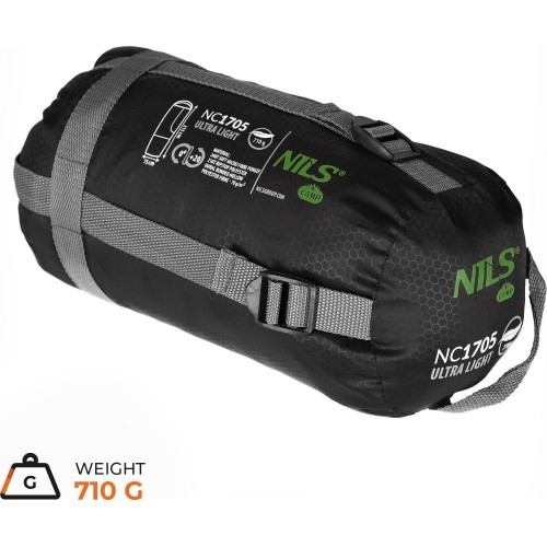 NC1705 ŚPIWÓR ULTRA LIGHT CZARNO-ZIELONY NILS CAMP