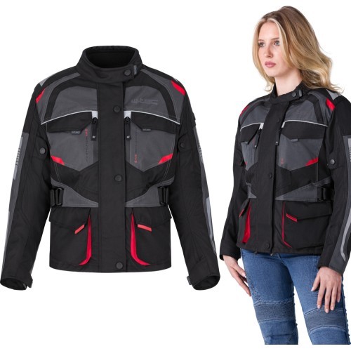 Sieviešu motociklista jaka W-TEC Radana - Black, grey, red