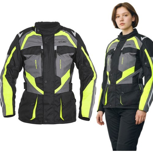 Women’s Motorcycle Jacket W-TEC Radana - Black, grey, green