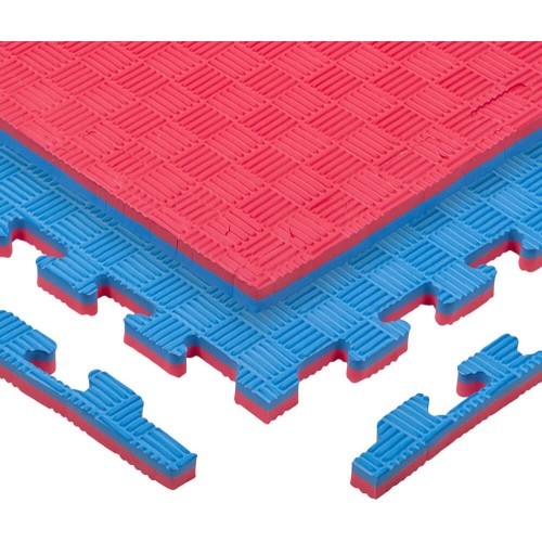 Tatami puzles paklājs inSPORTline Sazegul 100 x 100 x 2 cm - červeno-modrá, vzor 5 proužků