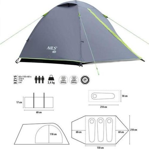NC6004 CAMPING TENT DARK GRAY EXPLORER NILS CAMP