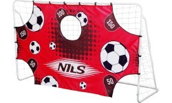 Futbola vārti ar tīklu un mērķa paneli NILS BR240P 2in1 240x150x90 cm