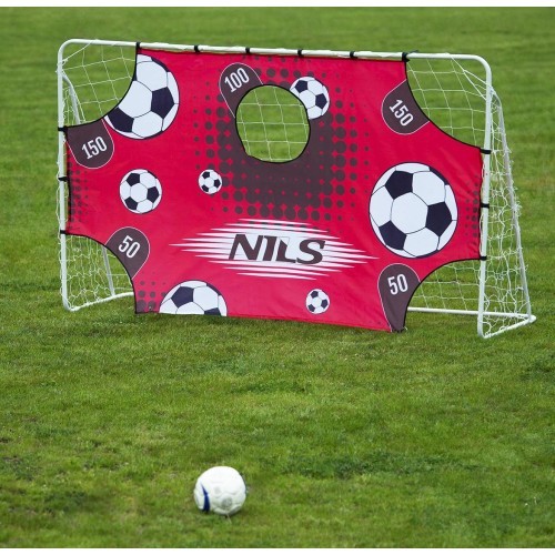 Futbola vārti ar tīklu un mērķa paneli NILS BR240P 2in1 240x150x90 cm