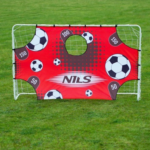 Futbola vārti ar tīklu un mērķa paneli NILS BR240P 2in1 240x150x90 cm