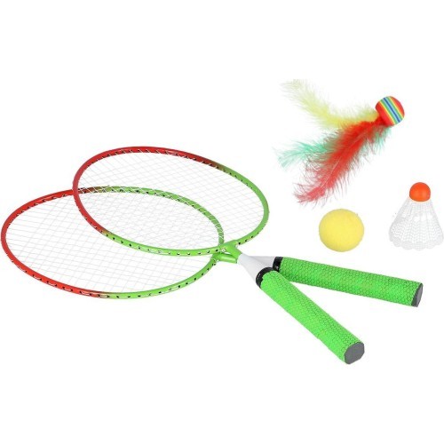 NRZ051 STEEL / BADMINTON SET 2 ROCKETS + SHUTTLECOCKS + BALLS JUNIOR NILS