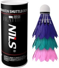 Badmintona spalvas Nils NBL6213, daudzkrāsainas, 3 gab.