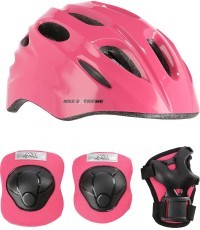 Ķiveres un aizsargu komplekts MTW01+H210 NILS Extreme - MTW01+H210 PINK HELMET WITH PROTECTORS SET NILS EXTREME