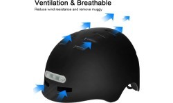 Beaster BS51BL Helmet with LED Lights, Size M, White