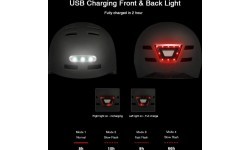 Beaster BS51BL Helmet with LED Lights, Size M, White
