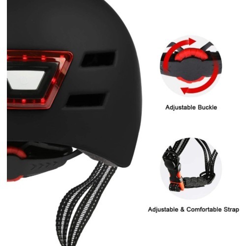 Beaster BS51BL Helmet with LED Lights, Size M, White