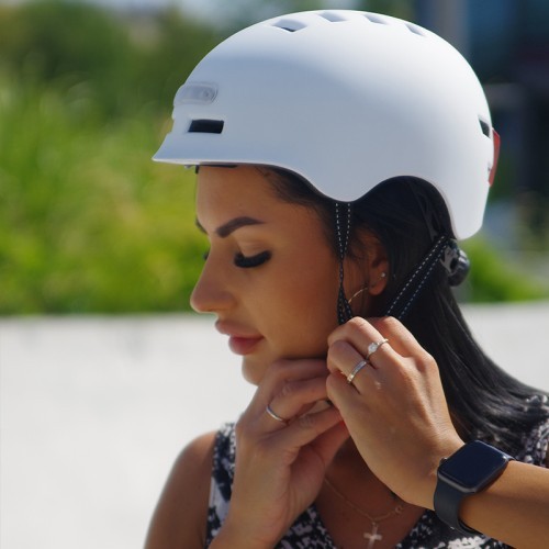 Beaster BS51BL Helmet with LED Lights, Size M, White
