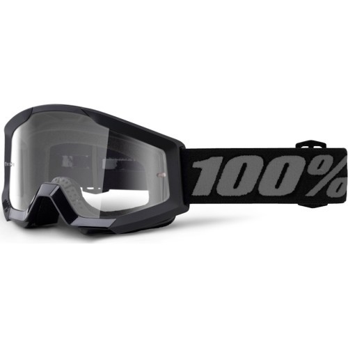 Motokrosa brilles 100% Strata Mini - Gron Black, Clear Plexi