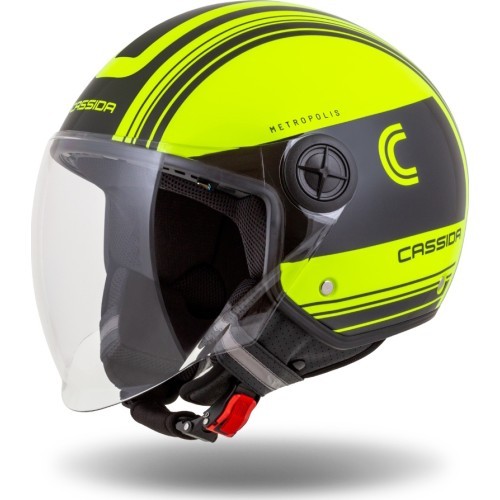 Motocikla ķivere Cassida Handy Metropolis Safety fluo dzeltena/melna/atstarojoši pelēka