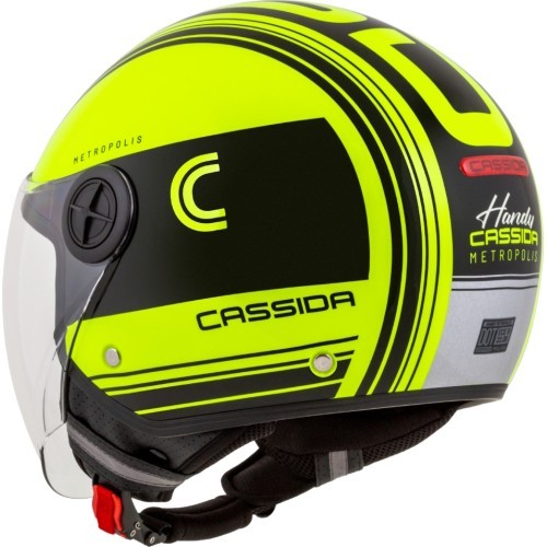 Motocikla ķivere Cassida Handy Metropolis Safety fluo dzeltena/melna/atstarojoši pelēka