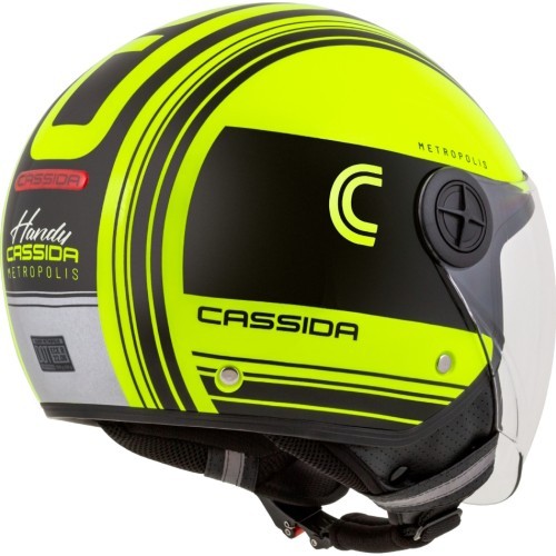 Motorcycle Helmet Cassida Handy Metropolis Safety Fluo Yellow/Black/Reflective Gray