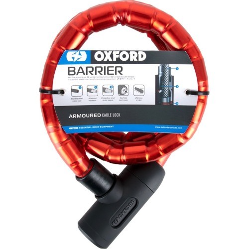 Motociklu slēdzene Oxford Barjera 1,4 m sarkana
