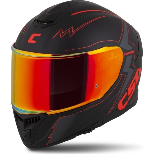 Motocikla ķivere Cassida Integral GT 2.1 Flash matēti melna / metāliski sarkana / tumši pelēka