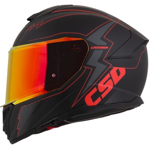 Мотошлем Cassida Integral GT 2.1 Flash матовый черный / металлик красный / темно-сер