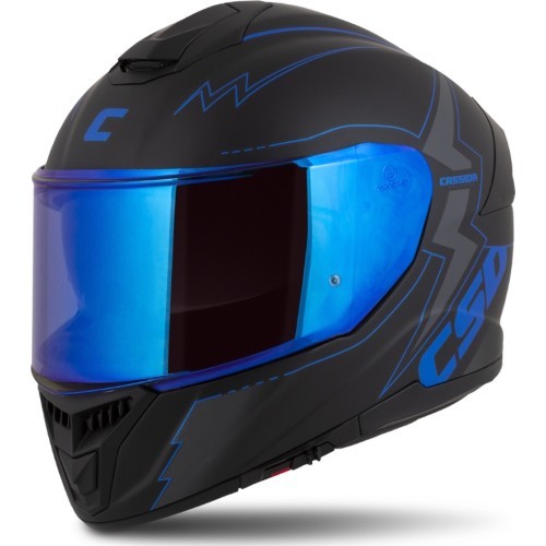 Motocikla ķivere Cassida Integral GT 2.1 Flash, matēti melna / metāliski zila / tumši pelēka