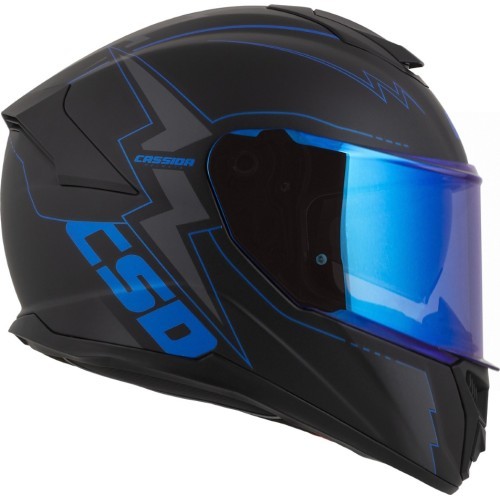 Motorcycle Helmet Cassida Integral GT 2.1 Flash Matte Black/Metallic Blue/Dark Gray