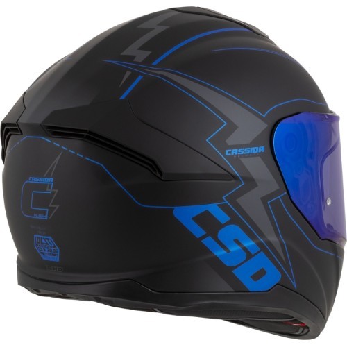 Motocikla ķivere Cassida Integral GT 2.1 Flash, matēti melna / metāliski zila / tumši pelēka