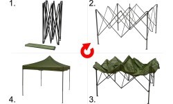 Saliekama tirdzniecības telts 3x3 m, zaļa, ūdensizturīga