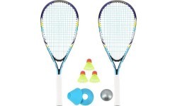 NRS005 CROSSMINTON SET 2 ROCKETS + SHUTTLECOCKS + MARKERS + BALL + COVER NILS