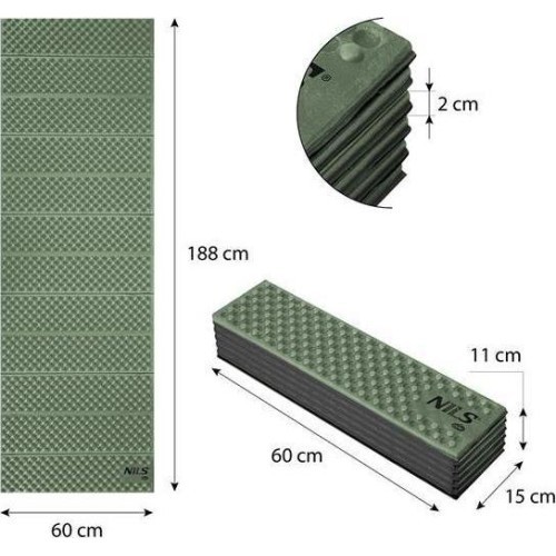 NC1768 GREEN FOLDING MAT 188cm NILS CAMP