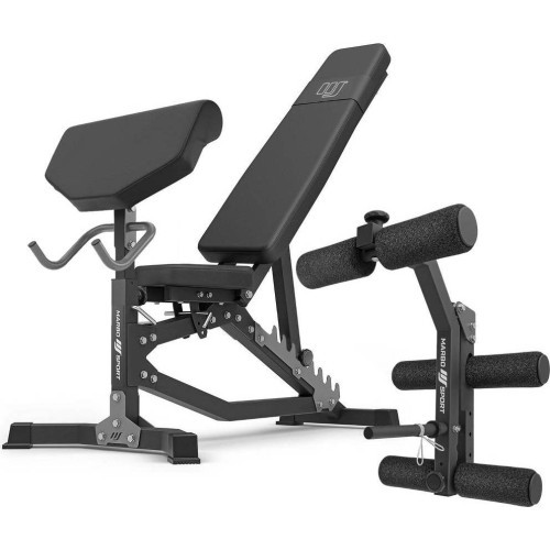 Komplekts MS39_2.0: regulējams divpusējs treniņu sols + biceps stienis + kāju prese - Marbo Sport