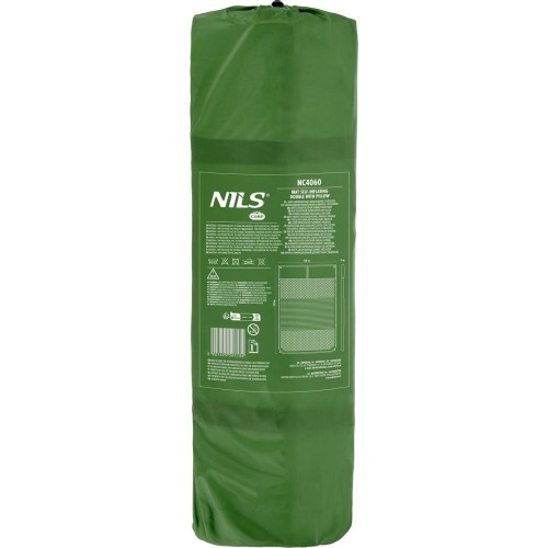 Самонадувающийся коврик с подушкой NILS CAMP NC4060, двухместный, зеленый