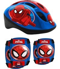 Bērnu ķiveres un aizsargu komplekts Spiderman