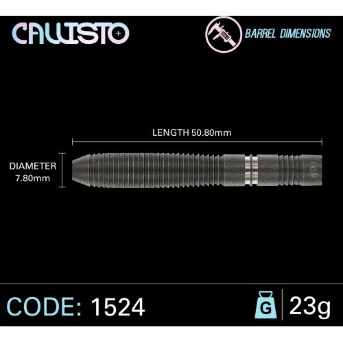 Šautriņas Winmau Callisto 2, 90% volframa, tērauda gali, 23g