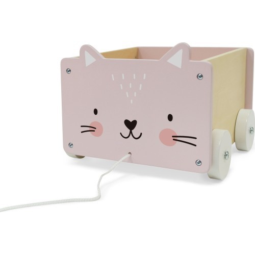 Koka vilkšanas ratiņi klučiem Eco Toys