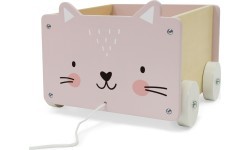 Koka vilkšanas ratiņi klučiem Eco Toys