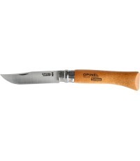Opinel No.10 oglekļa tērauda nazis ar dižskābarža rokturi, blisterī