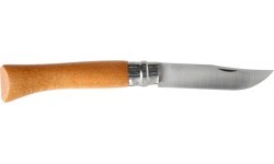 Opinel No.10 oglekļa tērauda nazis ar dižskābarža rokturi, blisterī