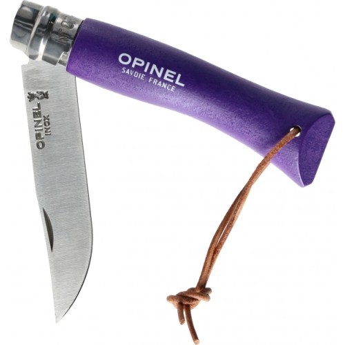 Складной нож Opinel Colorama 07 Inox, фиолетовый, с темляком