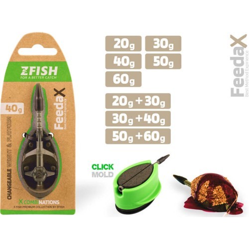 Barotavas komplekts ZFISH Method Feeder Feeda X 30,40 g ar veidni