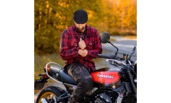 Motorcycle Shirt BOS Lumberjack - Black Grey