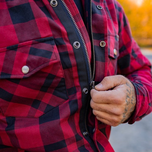Motorcycle Shirt BOS Lumberjack - Black Grey